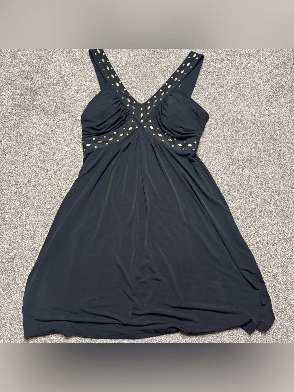 Black Embellished V-Neck Mini Dress